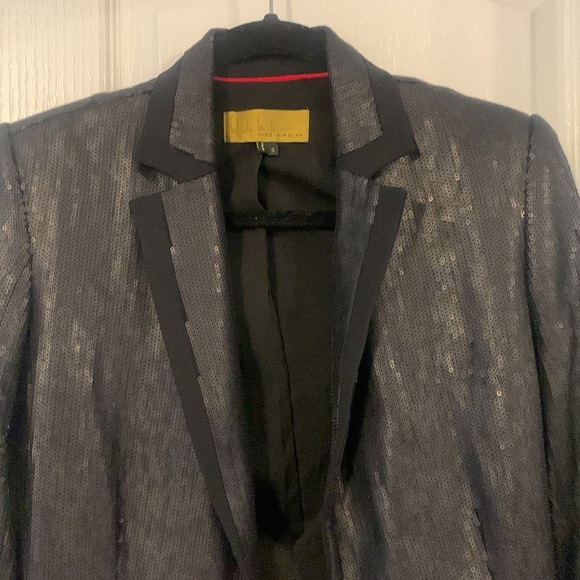 Nicole Miller Black Sequin Blazer size S classic elegant cocktail holiday - Picture 13 of 13
